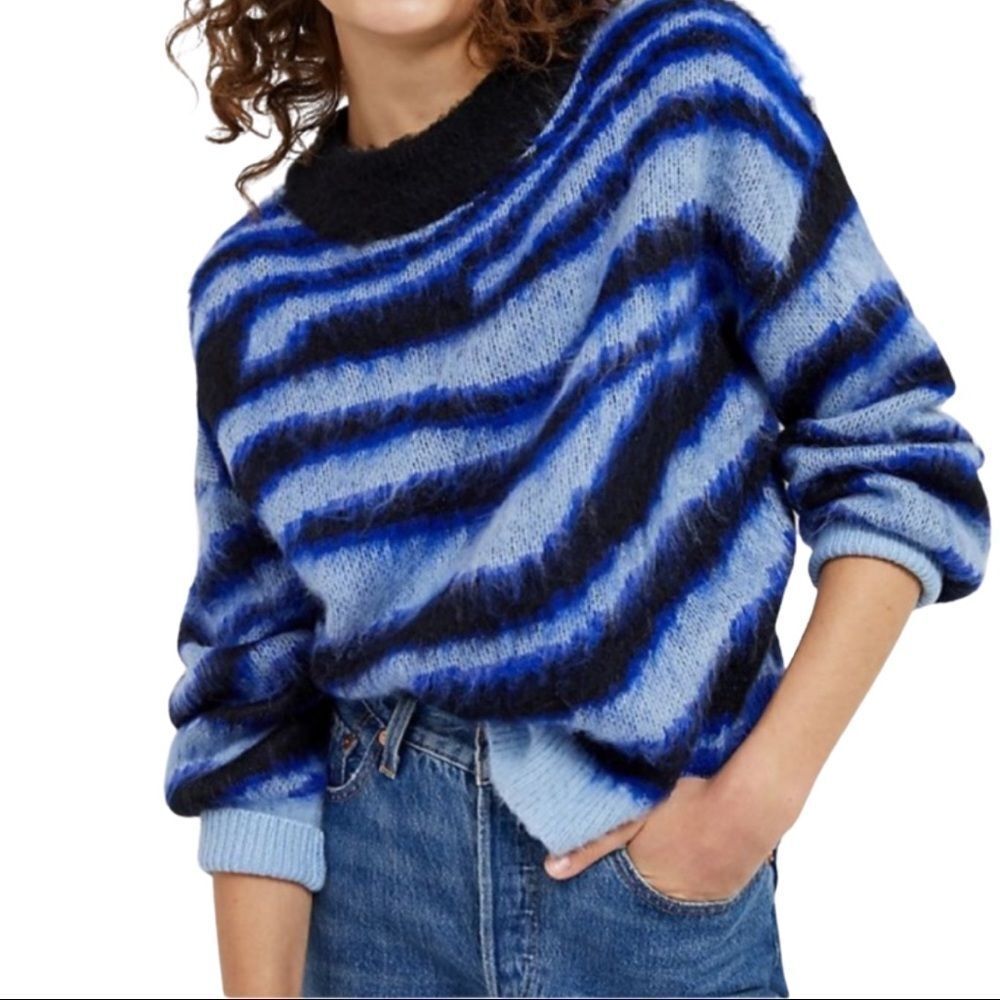 Anthropologie Salma striped eyelash sweater